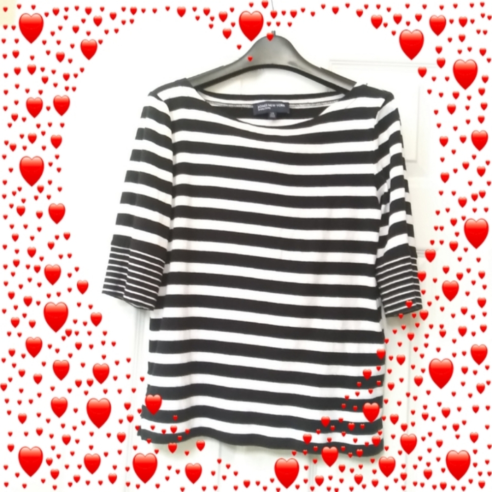 Jones New York Signature short sleeve stripes